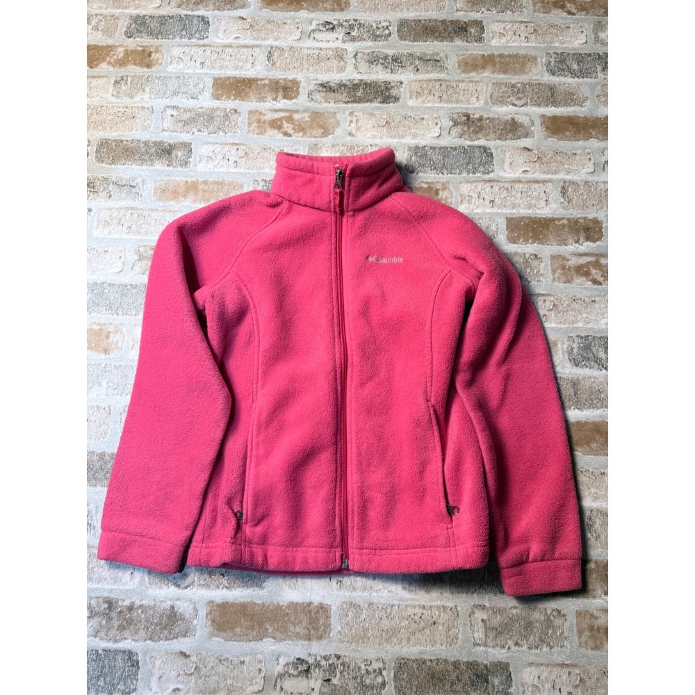 Columbia Girls Benton Springs Full Zip Fleece Jacket Pink Size M 10/12